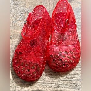 Kids Glitter Jelly Sandals - Red